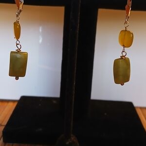 Chic Aventurine Stone and Yellow Quartz Dangle Earrings